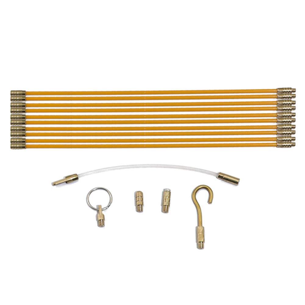 33FT Fiberglass Running Electrical Wire Cable Glow Rods Wire Pulling Tools Fi...
