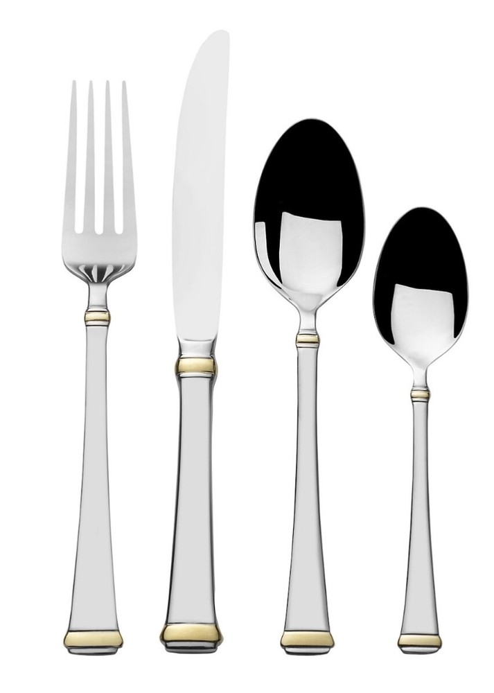 Gold Accent Mirror 16 pc Flatware Set - FOOD NETWORK - New