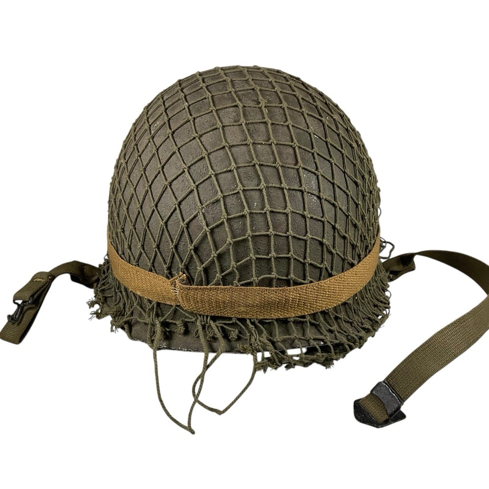 ORIGINAL WWII US ARMY M1 HELMET SHELL, Netted Wrap & strap§