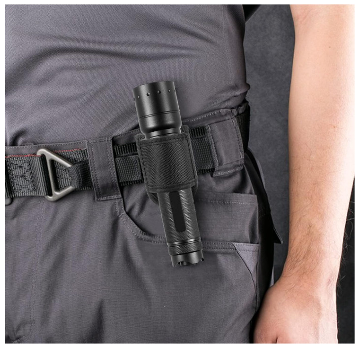 Flashlight Holster for Duty Belt, Open Top D Cell Compact Light Holder Case, Nyl
