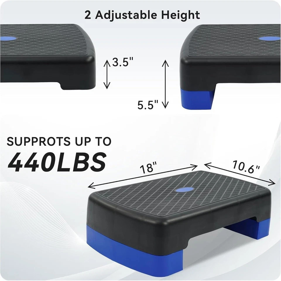 Fitvids 18 Workout Aerobic Stepper Step Platform with 2 Risers, Multiple Colors