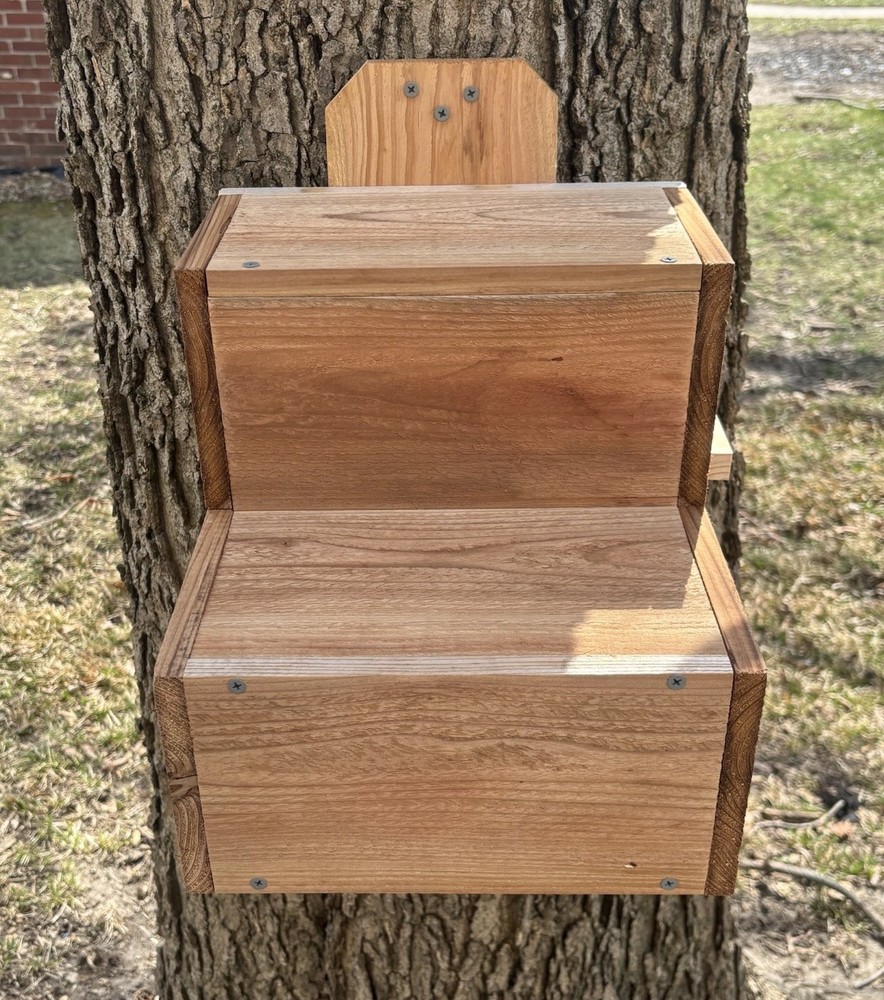 Large Solid Cedar Backyard Squirrel House Nesting Box - Wooden W Preditor Guard