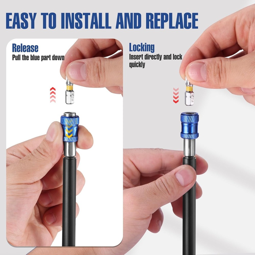 WORKPRO 12" Drill Bit Extension 1/4" Quick Release Magnetic Bit Holder for Drill