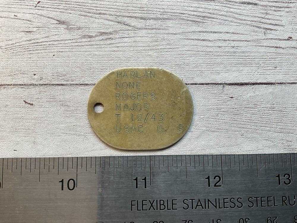 ORIGINAL WWII US MARINE CORPS USMC DOG TAG - MAJOR - C.O. SMS-13 HQ SQDN-13