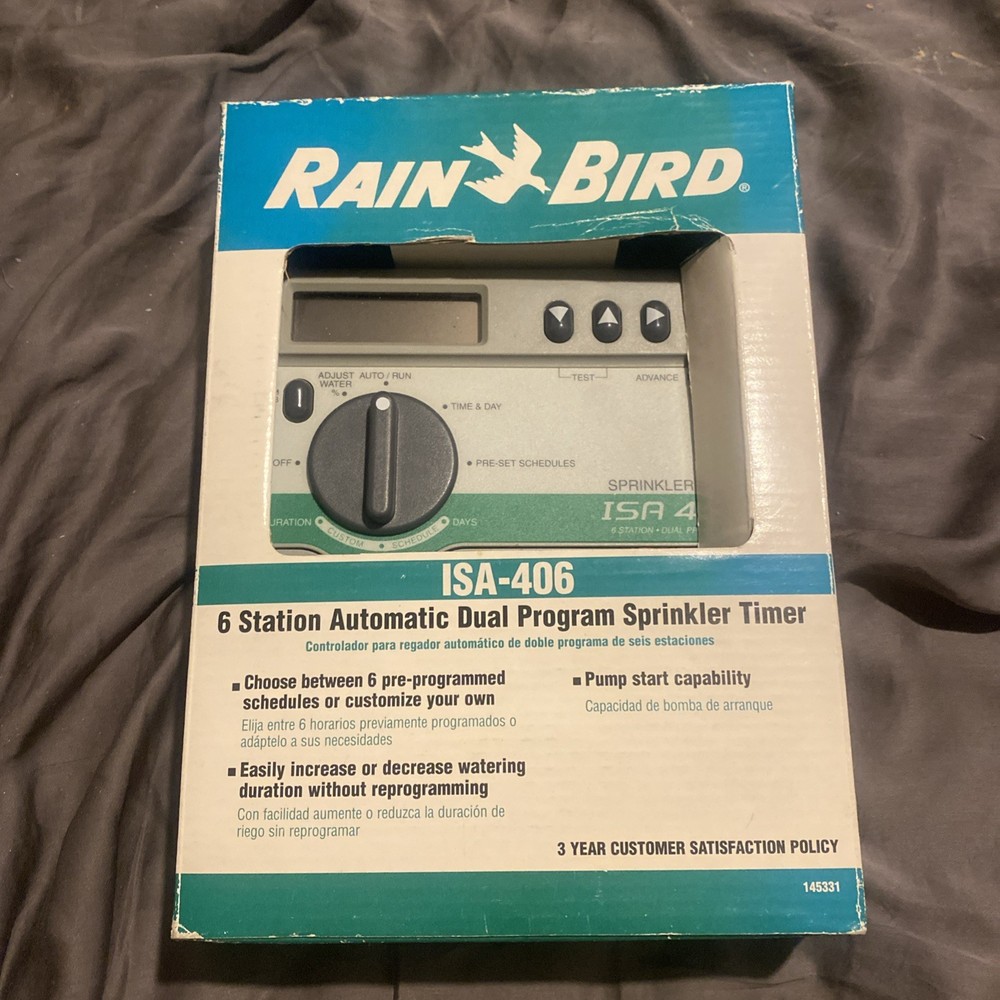 Rain Bird ISA-406-RS Irrigation Timer - 6 Station Duel Program Sprinkler Timer