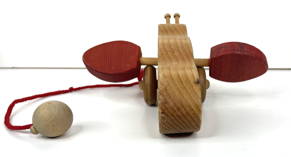 Vintage Wooden Pull Toy Bee Bug Pull Along Toy