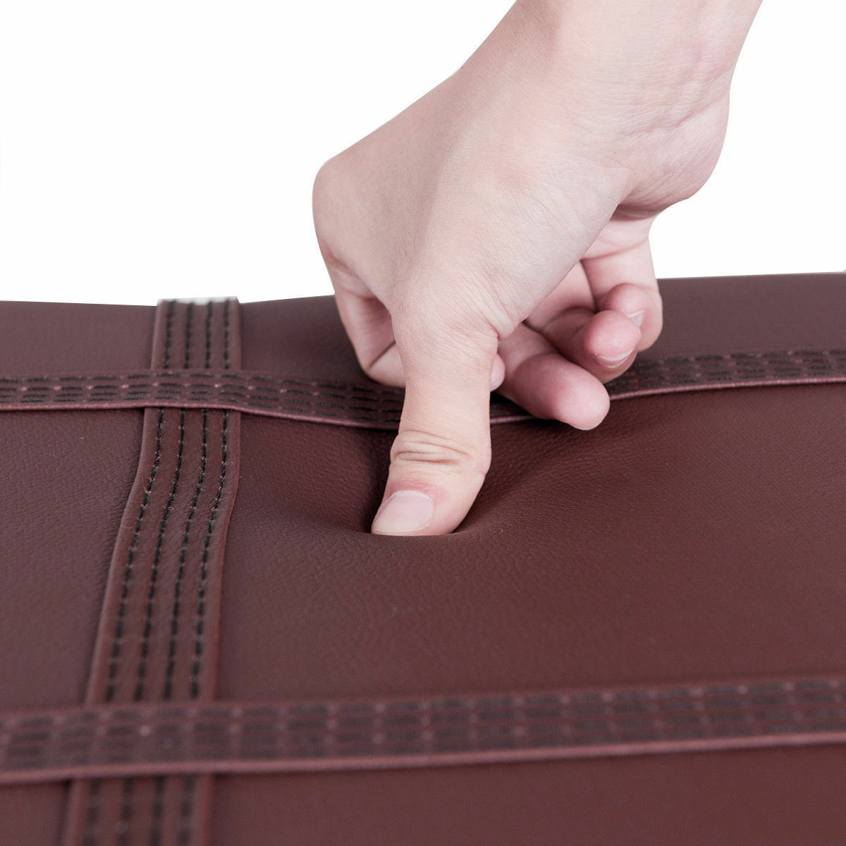 Solid Wood PU Leather Piano Bench Padded Double Duet Keyboard Seat Storage Brown