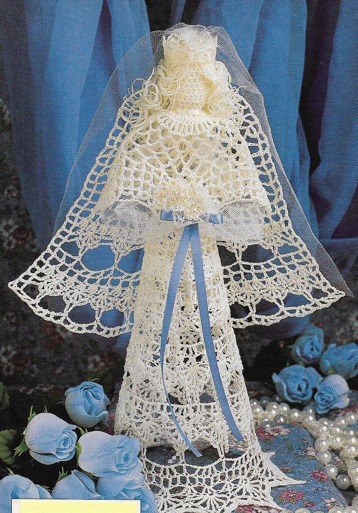 BRIDE ANGEL DOLL 13 1/2" TALL DIGEST SIZE CROCHET PATTERN INSTRUCTIONS