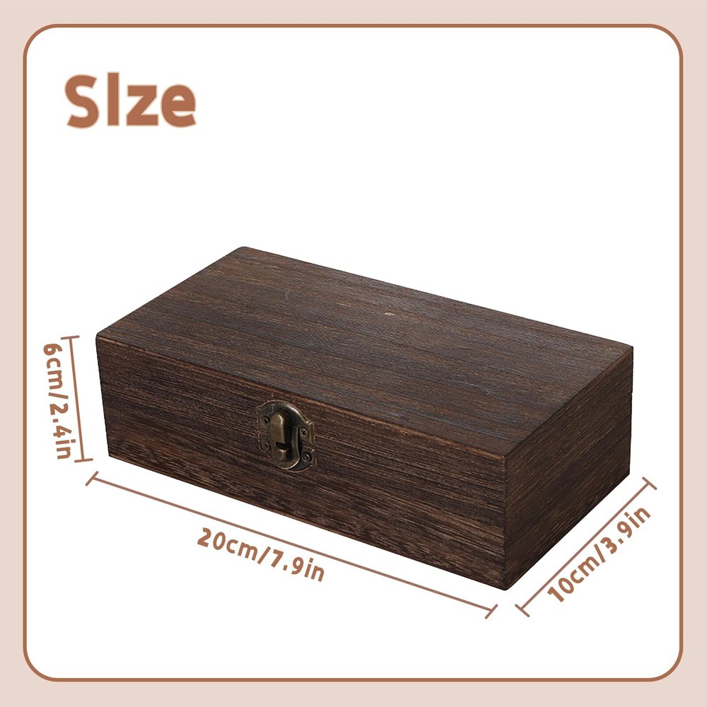 Vintage Wood Storage Box Rectangular Solid Wood Gift Box Keepsake Boxes Stora...