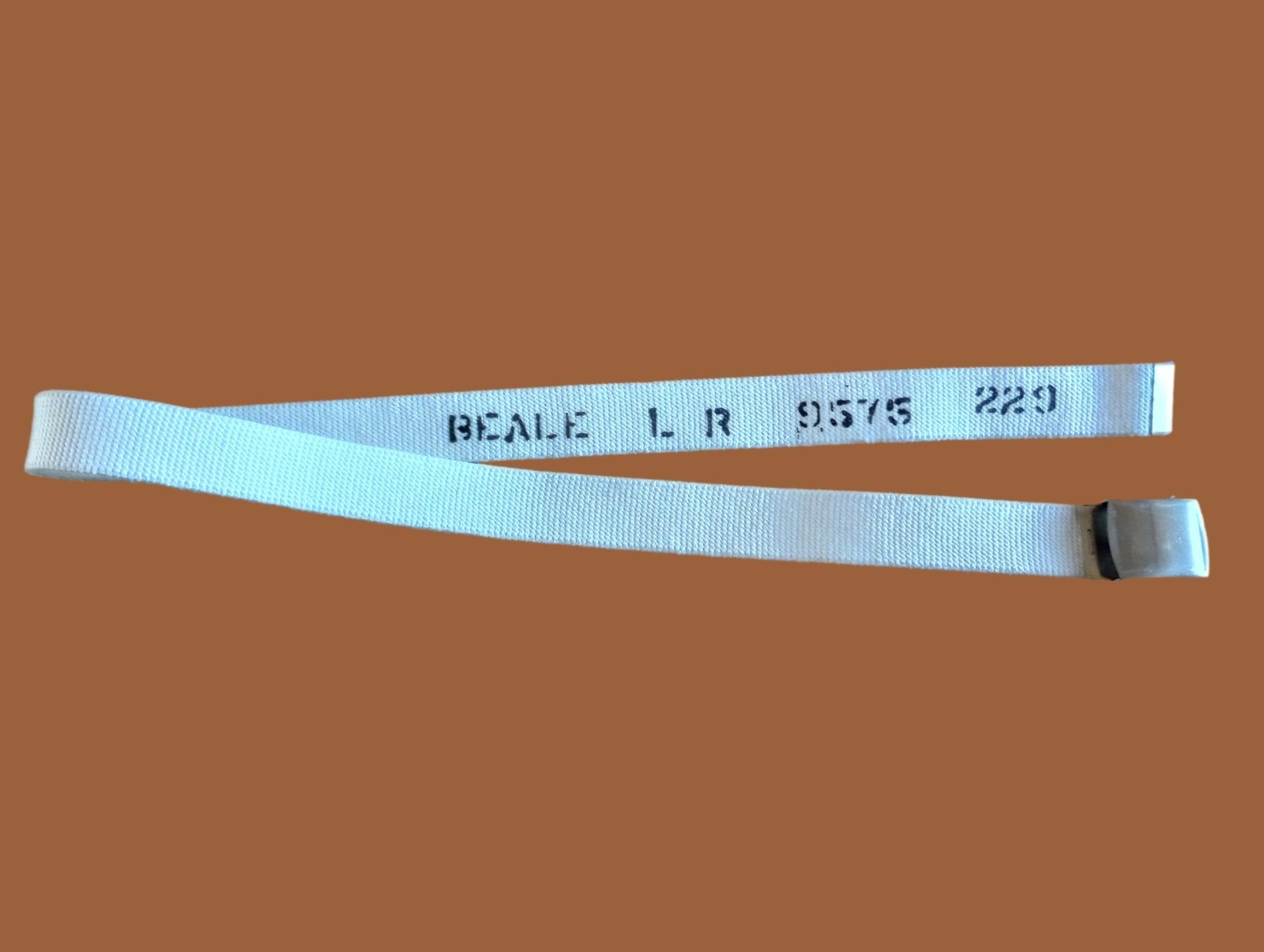 VINTAGE U.S MILITARY NAVY ISSUE WHITE WEB BELT WITH NICKLE PLATED BRASS BUCKLE