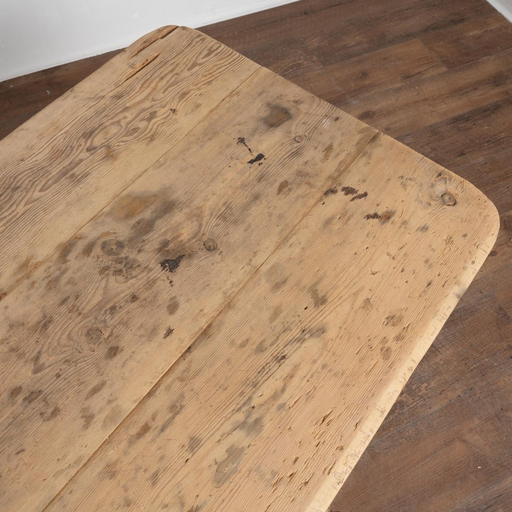 19th Century Rustic Pine Side Table with Single Drawer