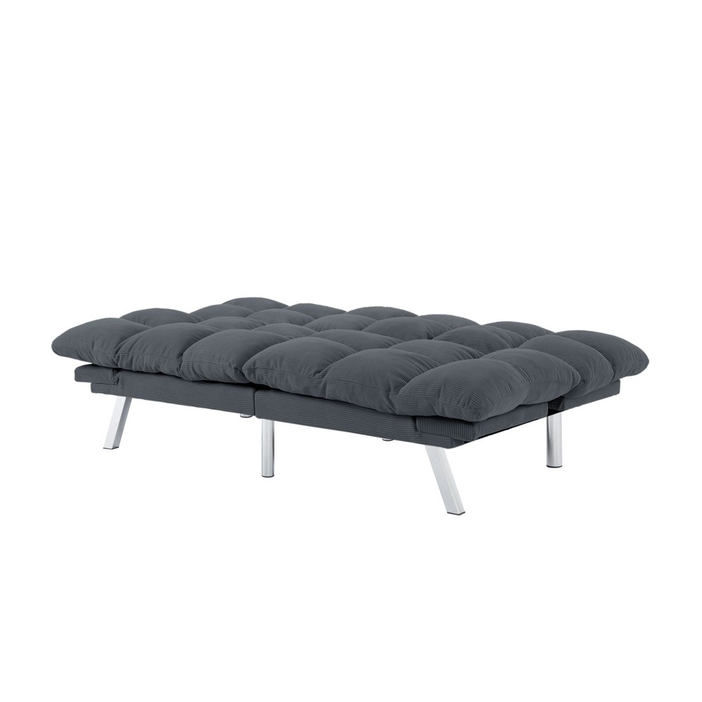 Corduroy Futon Sofa Bed 67" Twin Sleeper w/Split Back & Adjustable Armrest