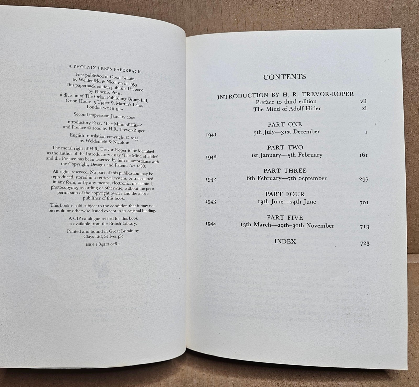 Hitler's Table Talk 1941-1944 His Private Conversations Paperback 2002