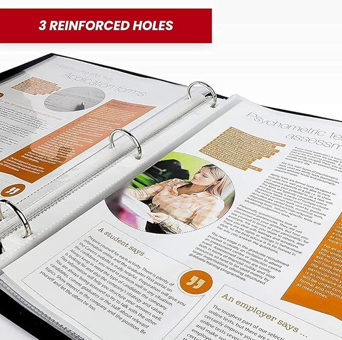 1000 Bulk Sheet Protectors, 8.5 X 11 Inch Clear Page for 3 Ring Binder,35 Micron