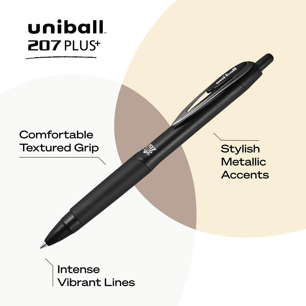 207PLUS+ Gel, 0.7MM, Black, 4pk
