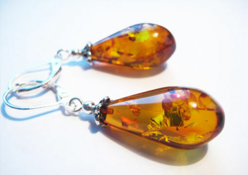 Honey amber Baltic AMBER Natural Earring !!!