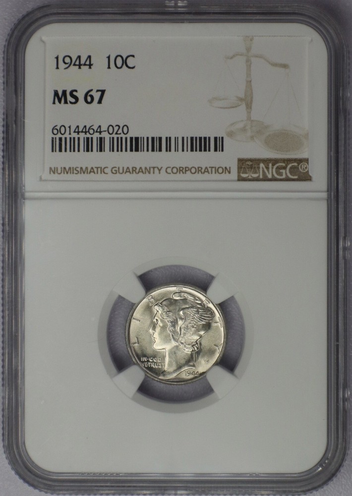 1944 10c Mercury Dime - NGC MS 67