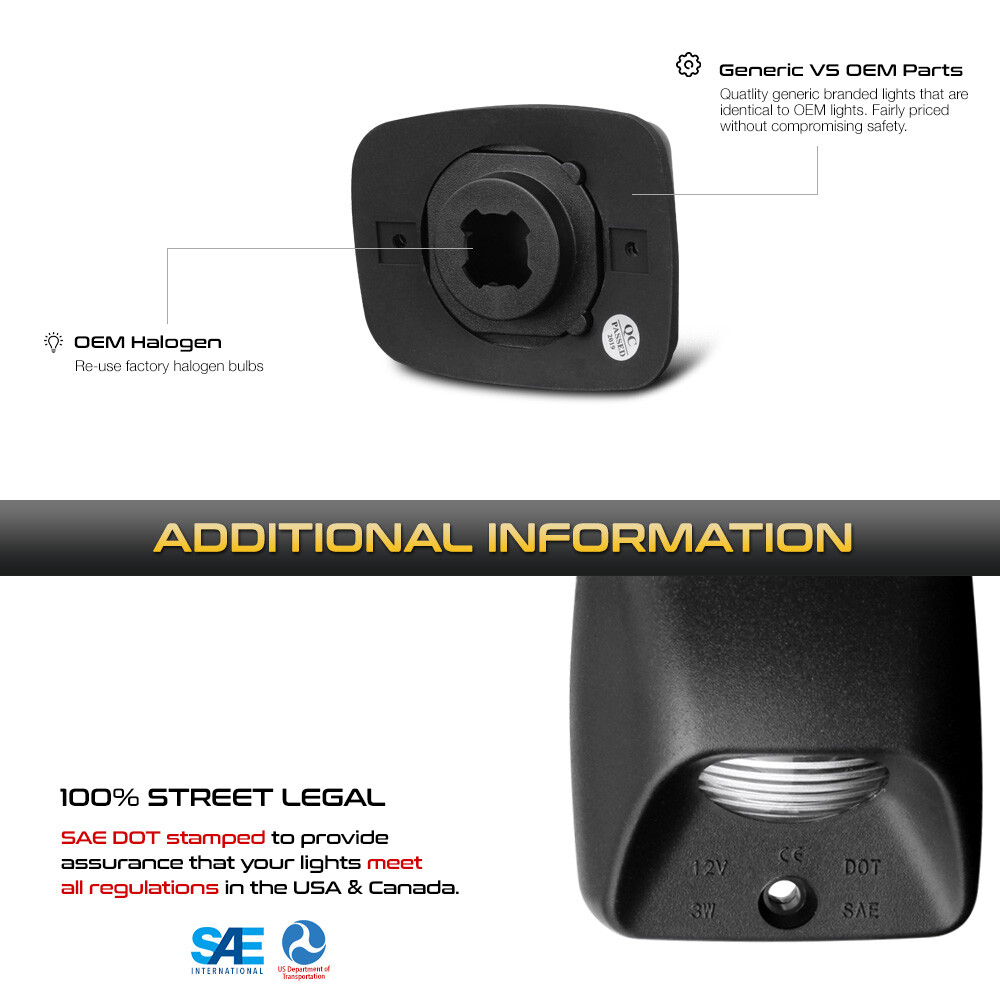 Black Rear Bumper License Plate Lights Lamps Replacement For 95-04 Toyota Tacoma