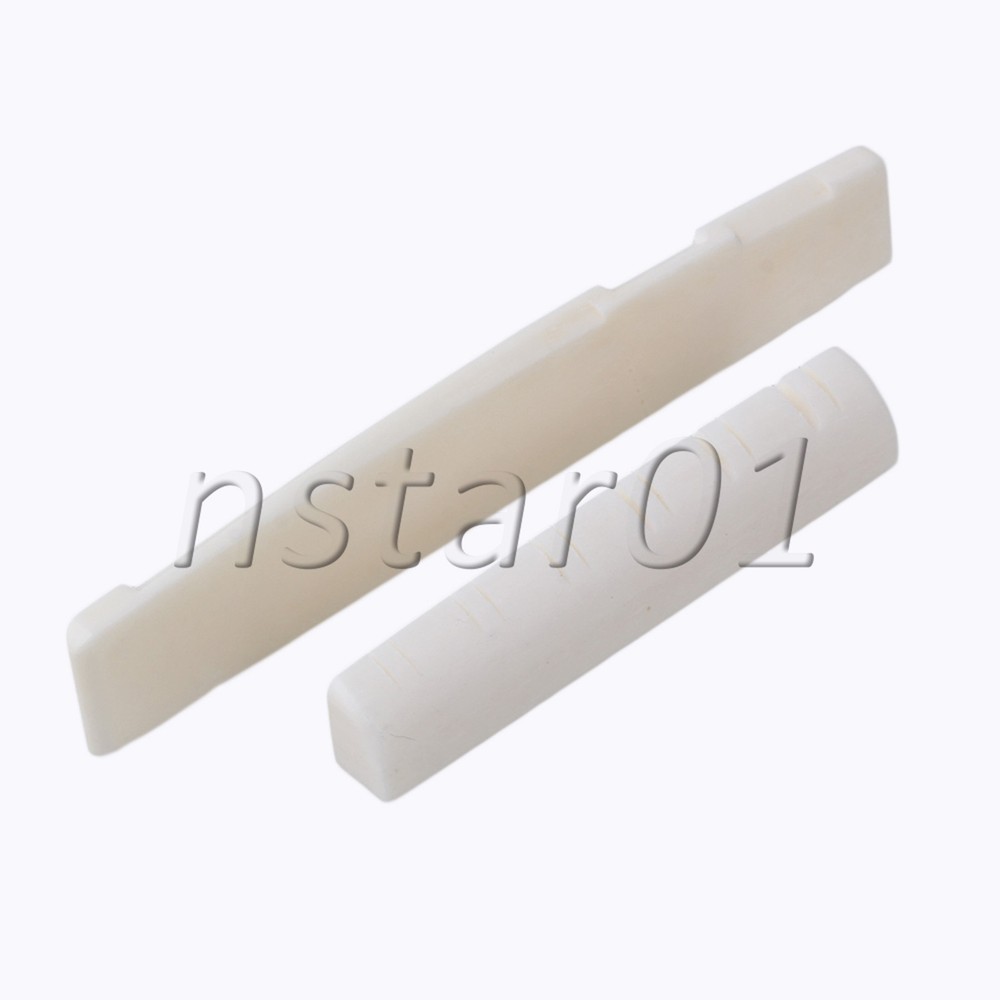 White Saddle and Nut Cattle Bone For 12 String Acoustic Guitar Easy to Install