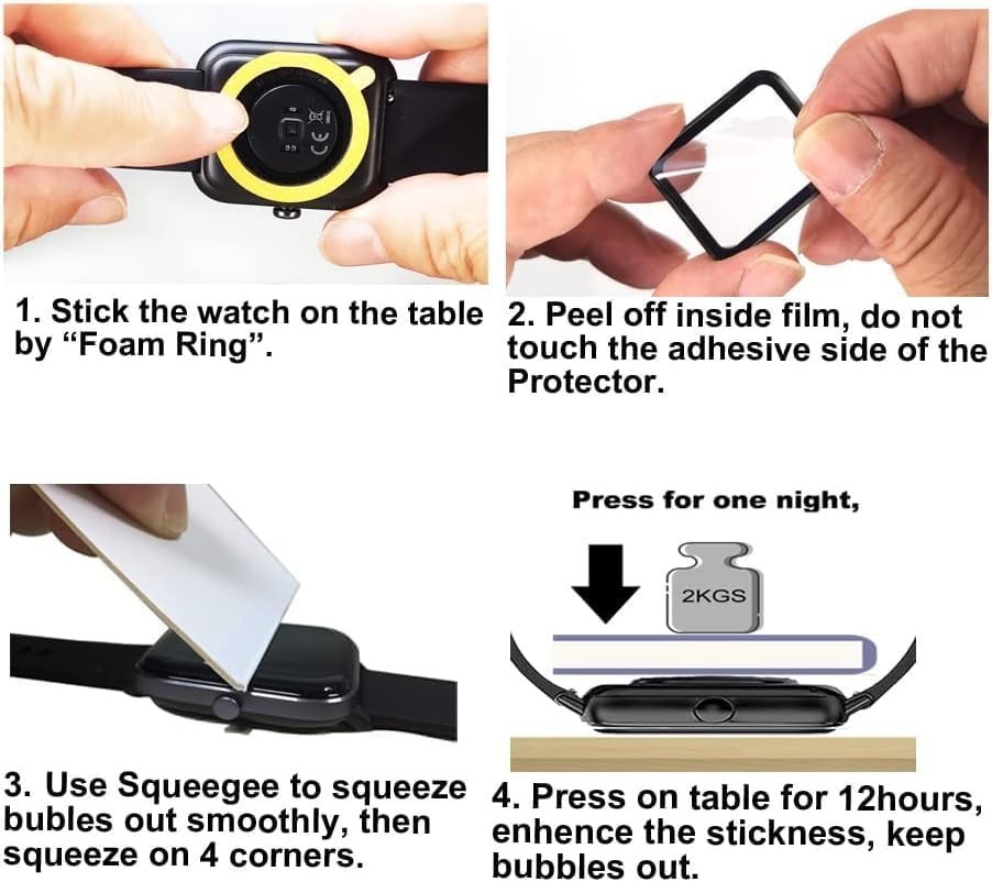 3-Pack 3D Screen Protector for 1.8” Smartwatches – Scratch-Resistant Cover