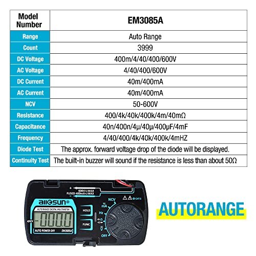 Auto Ranging Pocket Tiny Digital Multimeter, Mini Electrical Autoranging