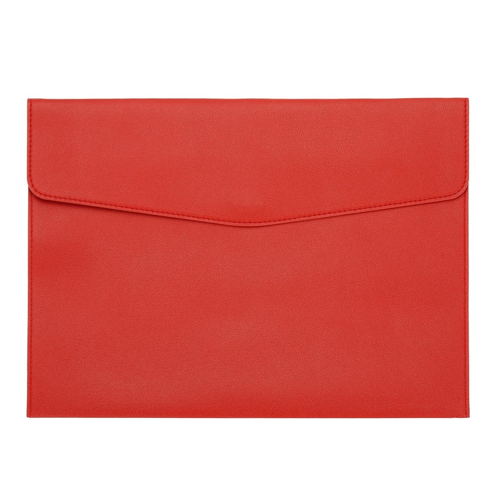 PU Leather A4 File Folder, Document Holder Filing Organizer Style 2, Red