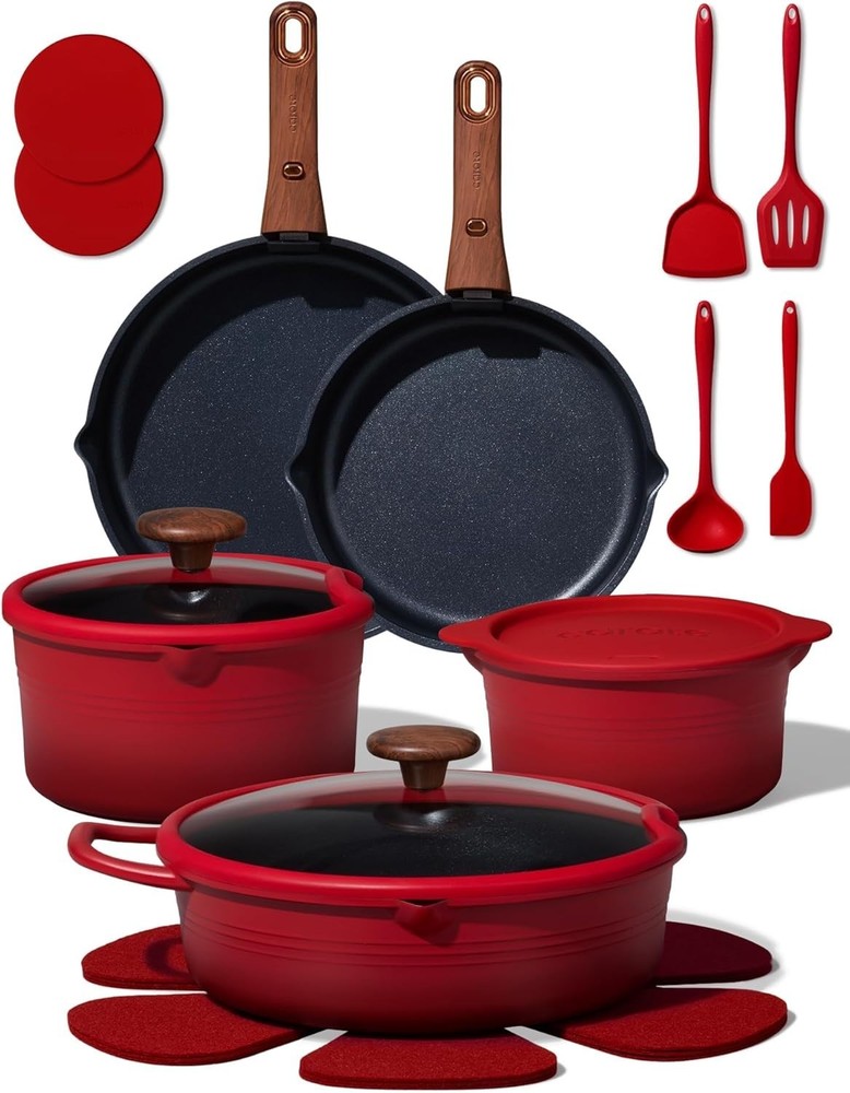 20Pcs Titanium Cookware Set Non Stick Pots Pans Detachable Handle Kitchen