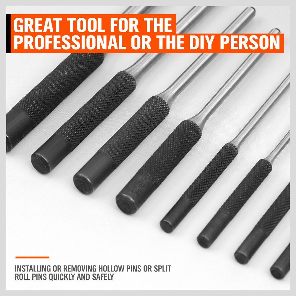 9pc Forged Steel Roll Pin Punch Set in Roll Up Case Rifle Gunsmithing Jewelers