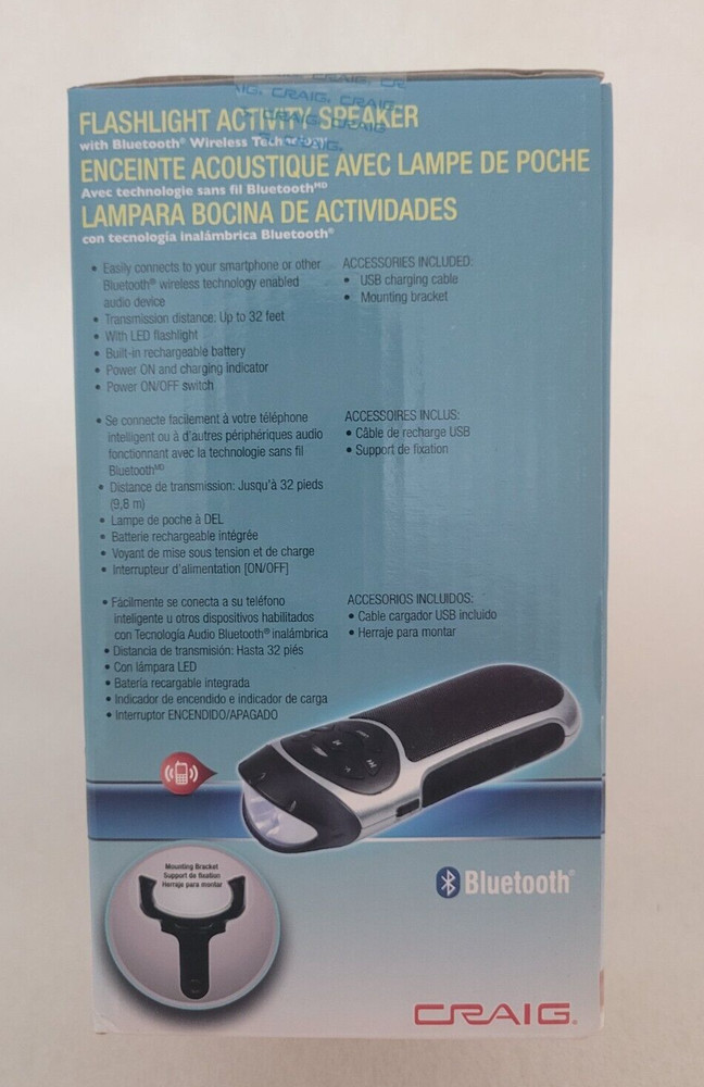 Craig - Flashlight Activity Speaker Bluetooth Wireless Technology - NEW