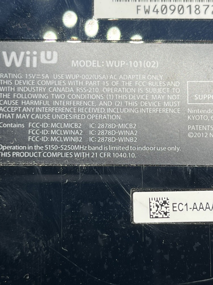Wii Console Model: WUP-101(02).