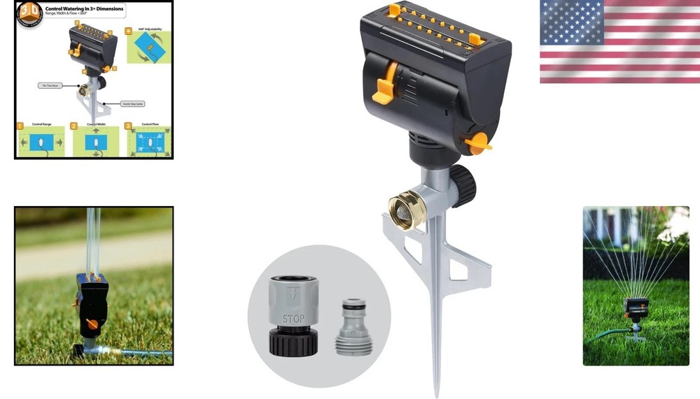 Versatile Oscillating Sprinkler for 4000 sq. ft. - Connectable Quick Connect Set