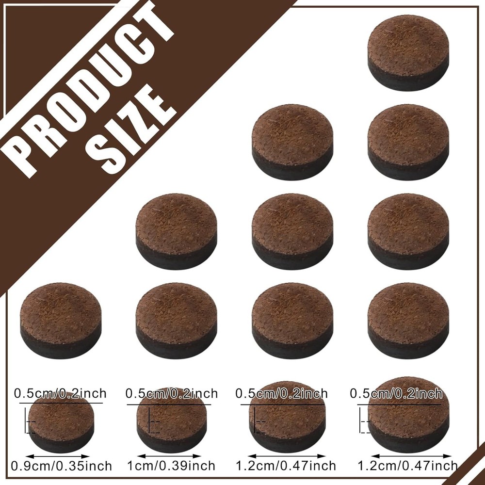 20 Pcs Billiard Pool Cue Tips Replacement Kit Pool Stick Tips with Storage Bo...