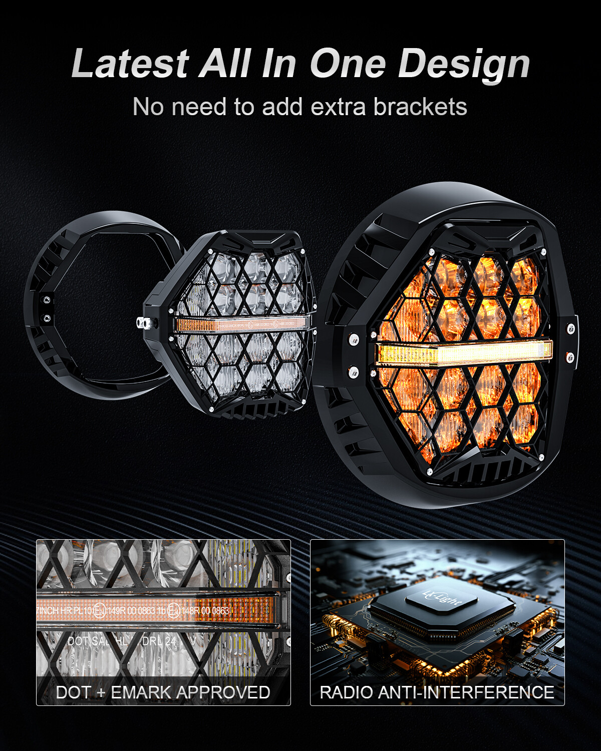 7'' LED Halo Headlight Hi-Low Projector Beam Sealed For Harley Street Glide FLHX