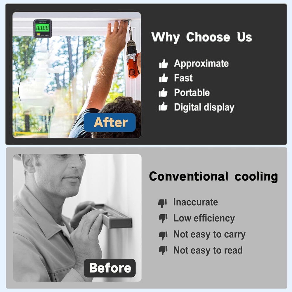 360° Magnetic Angle Finder Tool – Digital Level Protractor LCD Box