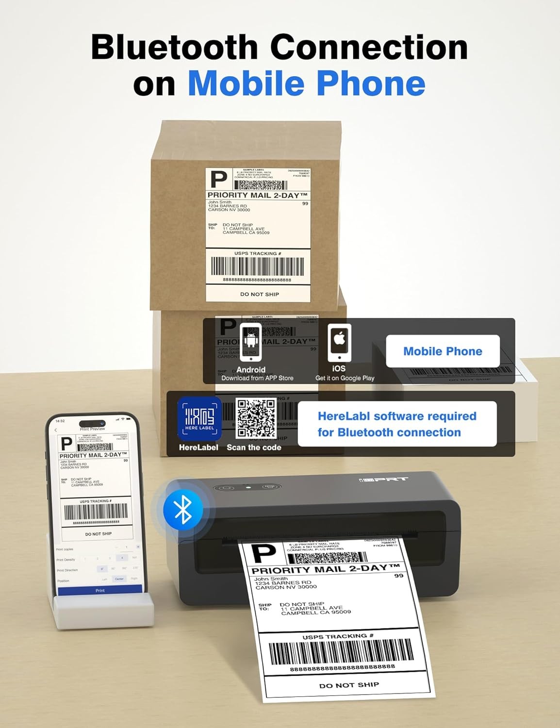 iDPRT Thermal shipping Label Printer Bluetooth 4x6 for USPS UPS Amazon eBay Etsy