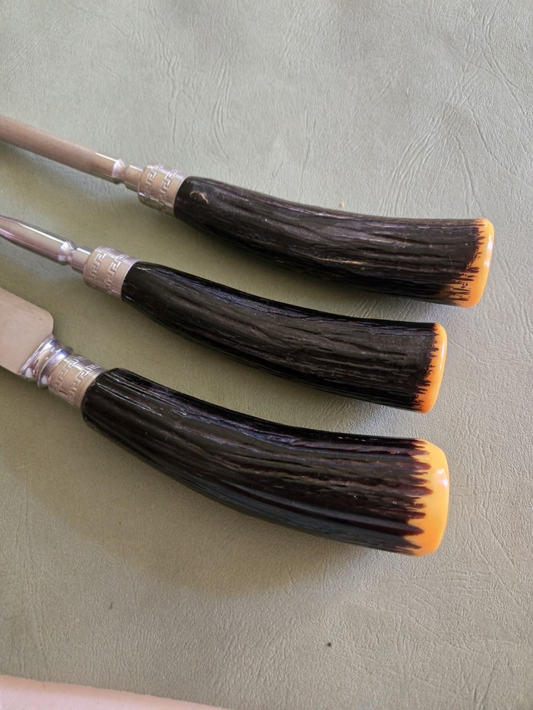 Vintage BAKELITE Handle Carving Set Fork, Knife, Sharpener Westall/Richardson