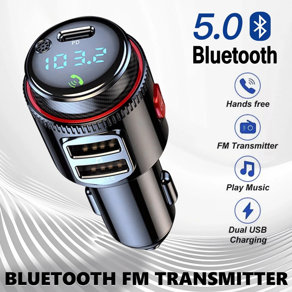 Bluetooth FM Transmitter Car Kit MP3 Player PD QC3.0 Charger Handsfree Adapter