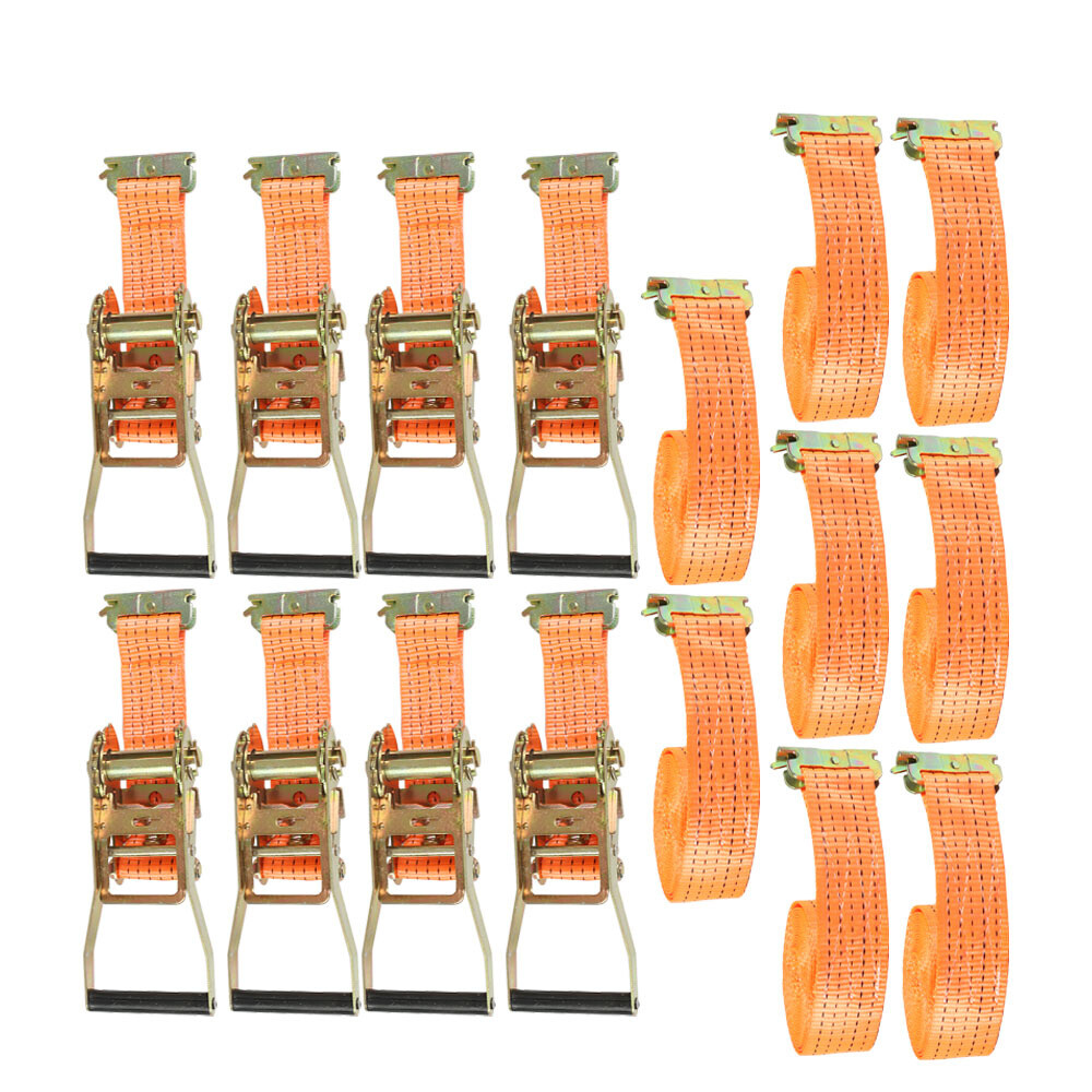 8 Pack 2" x 15' E-Track Ratchet Tie Down Strap 4000 lbs Breaking Strength Strap