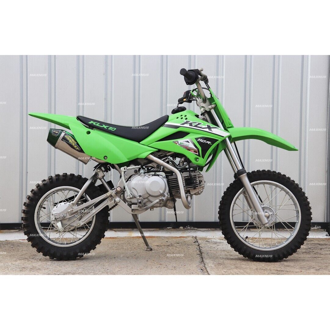 EXHAUST MUFFLER PIPE FULL SYSTEM CARBON GREEN FIT FOR KAWASAKI KLX110 KLX110L