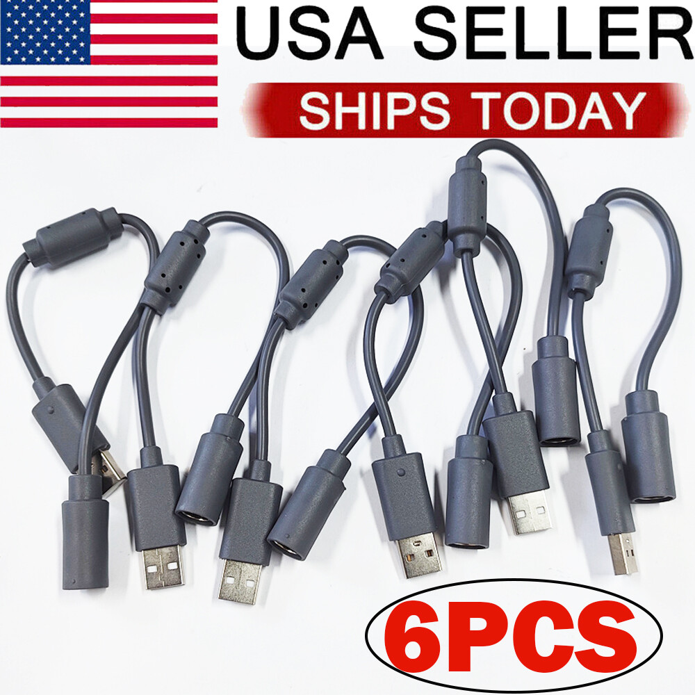 6PCS USB Breakaway Dongle Cable Cord Adapter For Xbox 360 PC Wired Controller