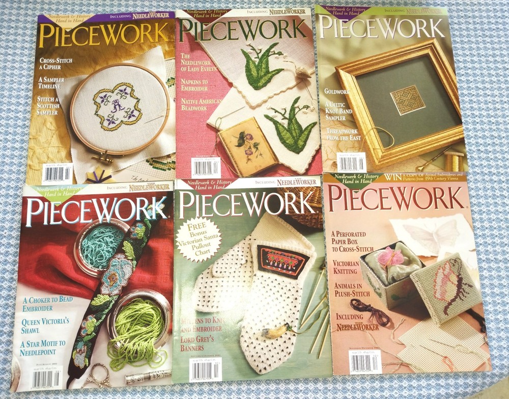 All 2002 issues PIECEWORK magazine, 6 issues, needlework knit tat beads +