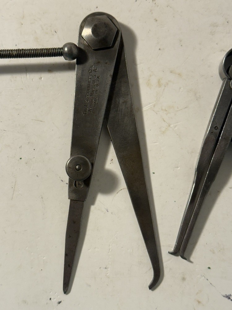 4 Vintage Starrett Calipers -2 Inside, 1 Outside & 1 Compass