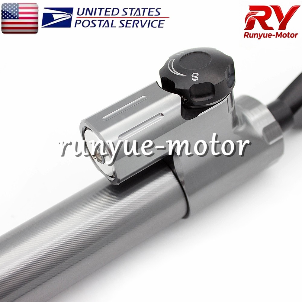 Gray CNC Adjustable Steering Damper Stabilizer Linear Control Universal Aluminum