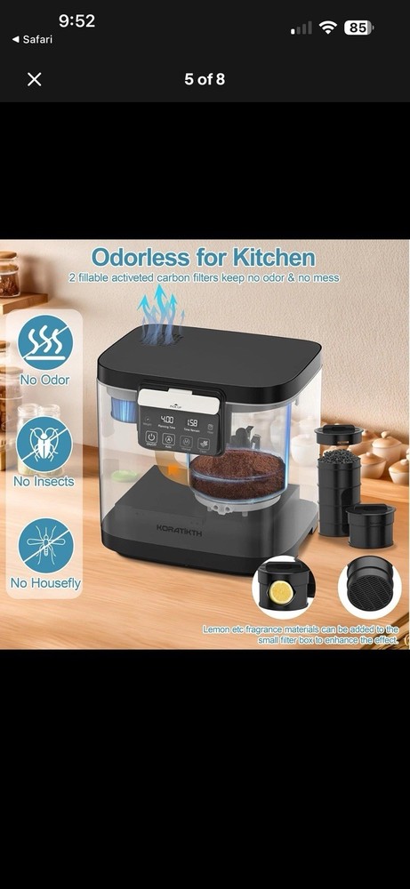 4L Electric Composter for Kitchen: Indoor Smart Quick Composting Machine with...