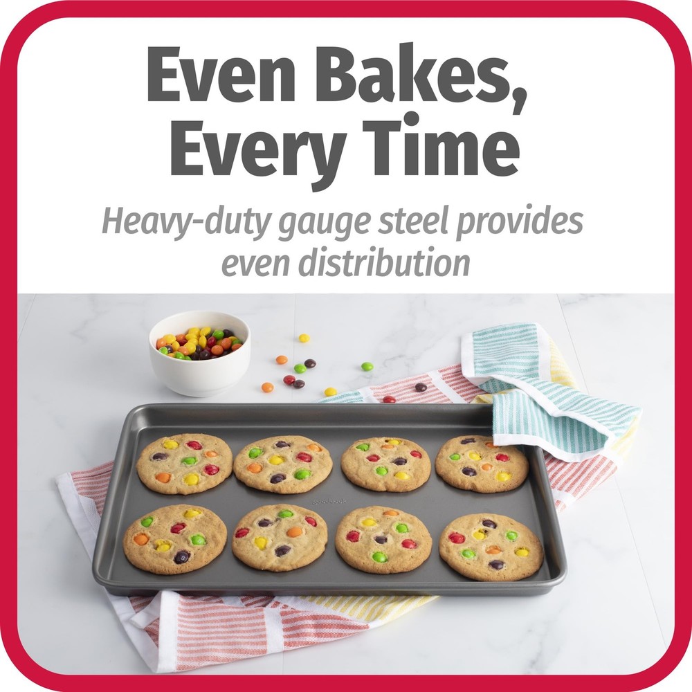 GoodCook Nonstick Baking Sheet Set, 3 Pack-Small, Medium & Large Pan-Gray