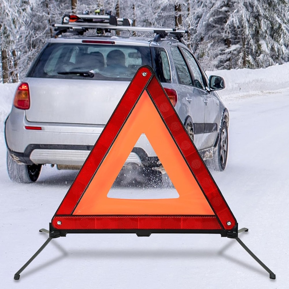 3 Pcs Road Emergency Reflective Warning Triangle Foldable with Case for Vehicles