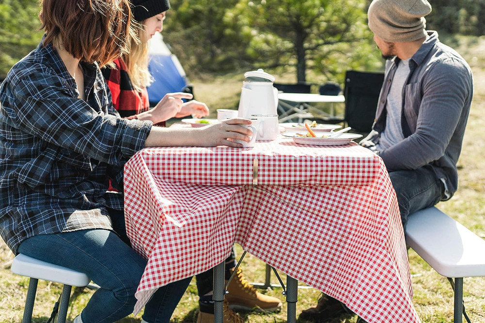 Stansport Picnic Table Cloth with Clamps Combo Pack - Rectangle - Polyurethane -