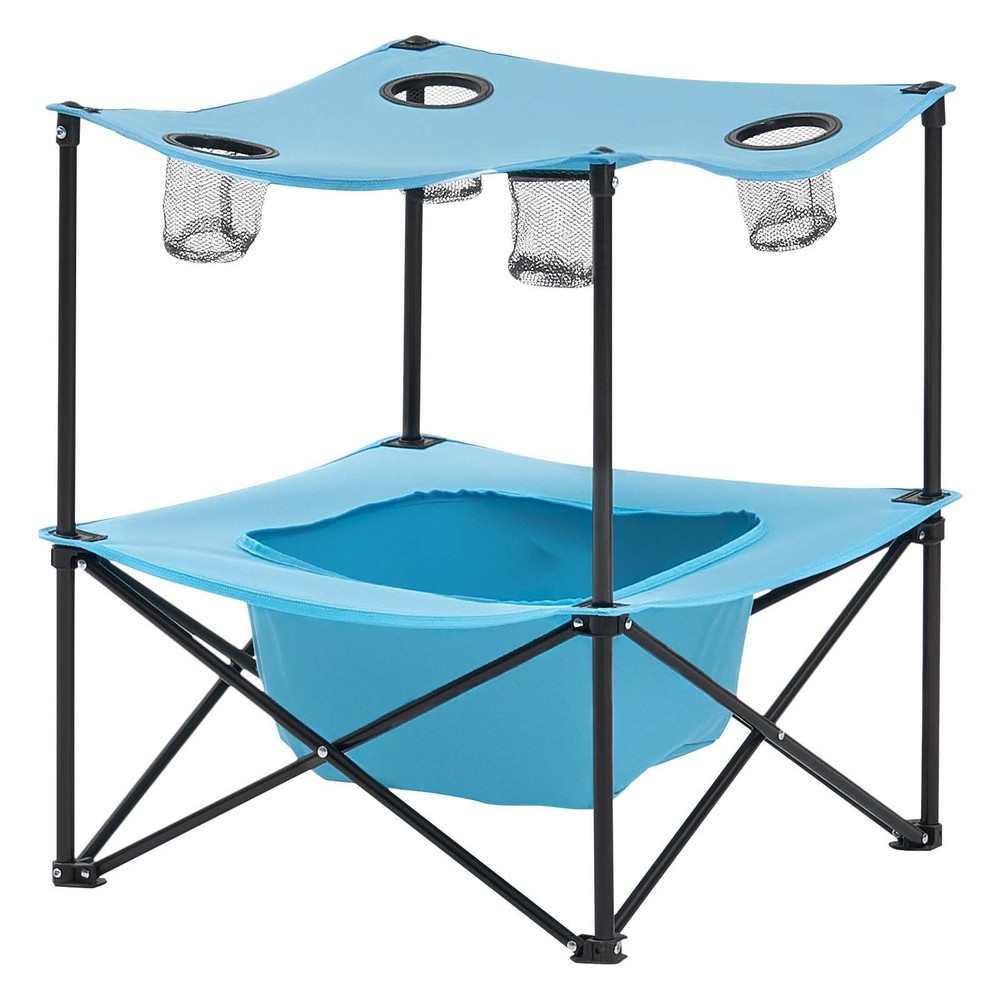 Lightweight Folding Table: 600D Oxford, 66lb Load, 4 Cup Holders, for Camping