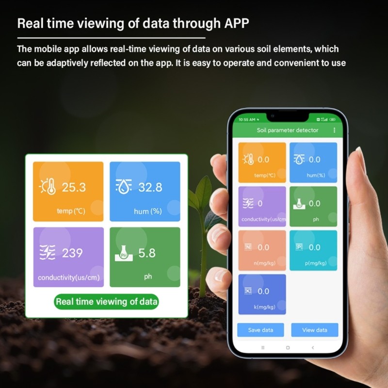 8 in 1 Multifunction Soil Acidity Meter with Nutrient Device Comfortable Handle