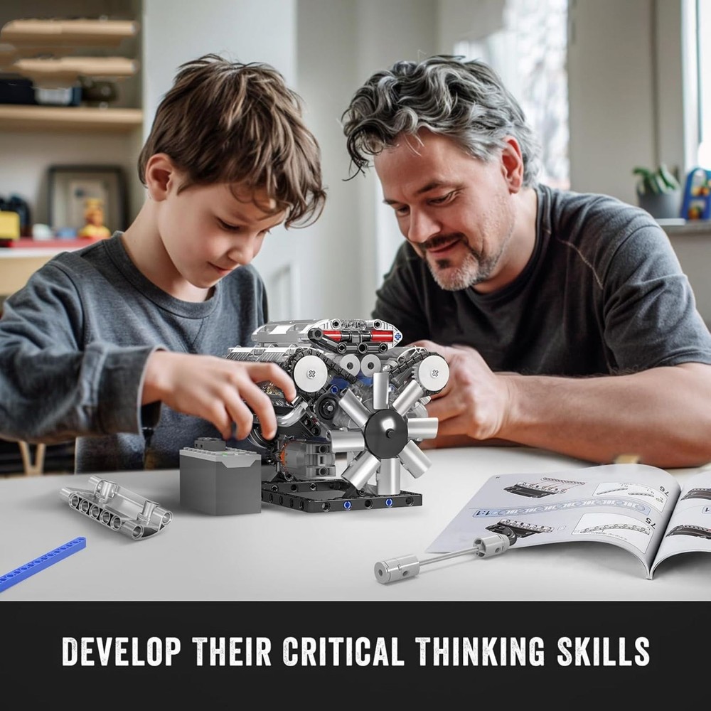 Visible V8 Engine Motor Engineering Model Building Stacking Blocks Brand New